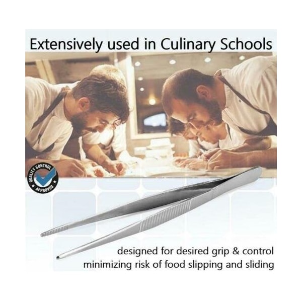 A2Z Scilab Culinary Tweezers, Blunt Serrated Jaws, 4.5 Inch, Stainless Steel Tongs - A2Z-ZR1030