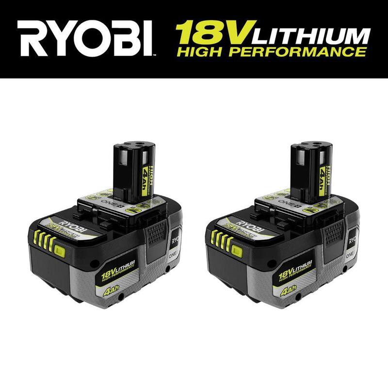 Batería de alto rendimiento de iones de litio de 18V ONE+ de RYOBI 4.0 Ah (paquete de 2) - PBP2004