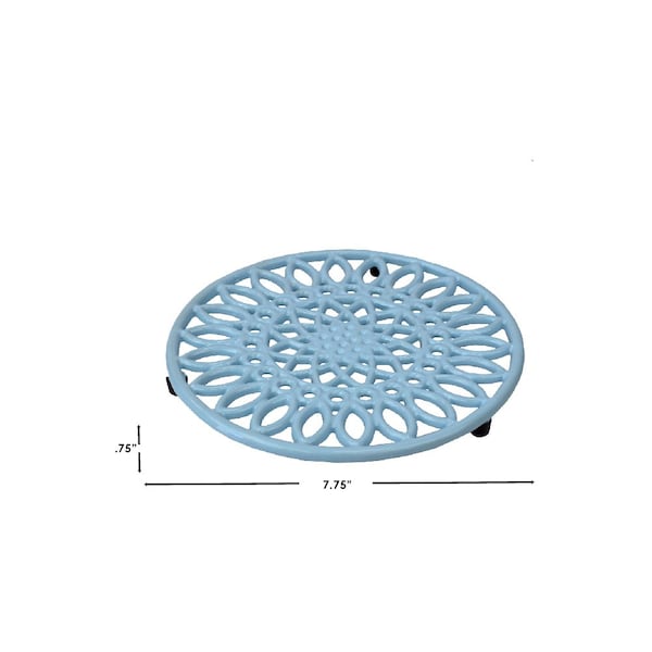 Hds Trading Sunflower Heavy Weight Cast Iron Trivet, Light Blue - ZOR96055