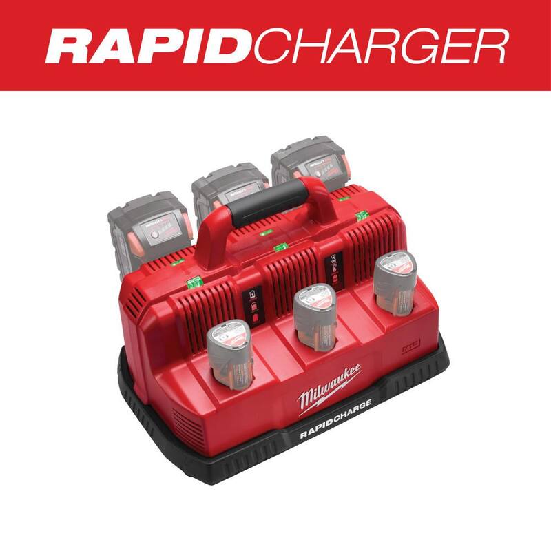 Cargador de baterías secuencial rápido de 6 puertos de voltaje múltiple de 12 voltios/18 voltios de  Milwaukee M12 y M18 (3 puertos M12 y 3 puertos M18) - 48-59-1807