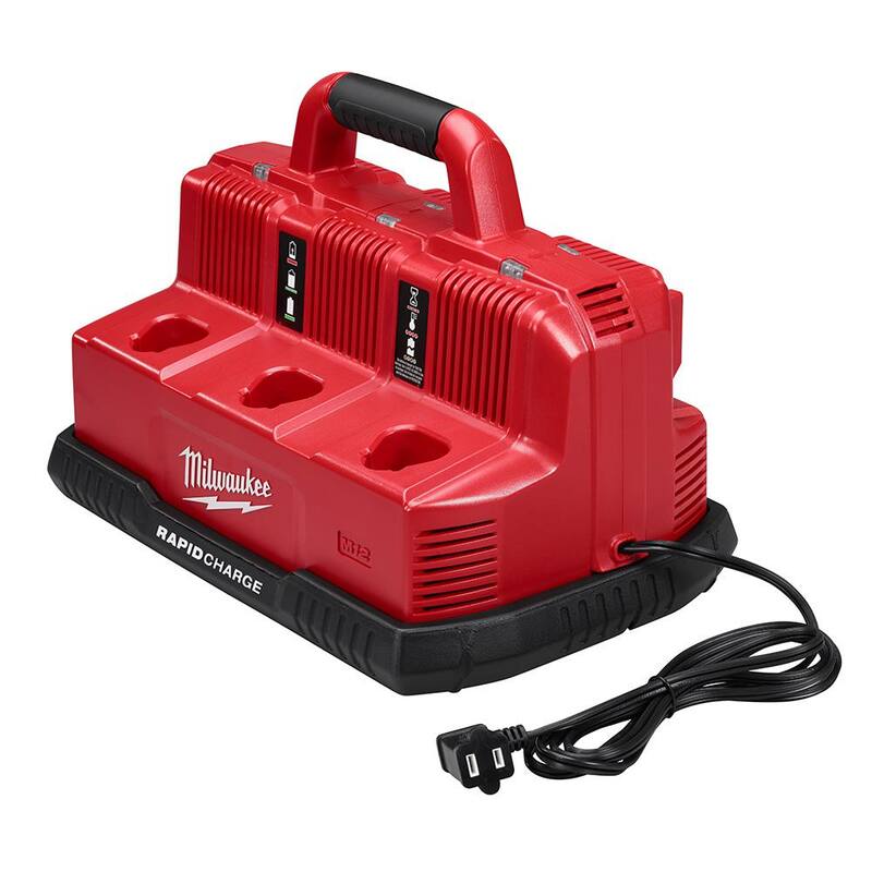 Cargador de baterías secuencial rápido de 6 puertos de voltaje múltiple de 12 voltios/18 voltios de  Milwaukee M12 y M18 (3 puertos M12 y 3 puertos M18) - 48-59-1807