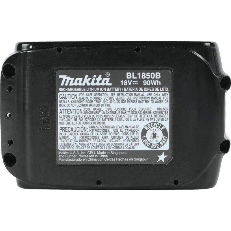 Paquete de baterías de alta capacidad de 18V LXT de ion de litio de Makita 5.0 Ah con indicador de nivel de carga LED (2 unidades) - BL1850B-2