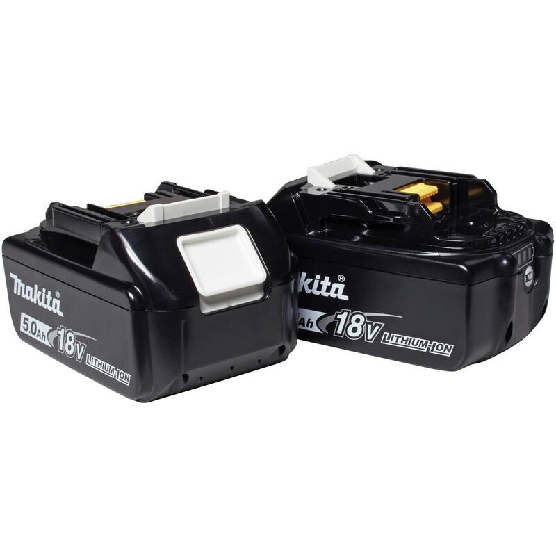 Paquete de baterías de alta capacidad de 18V LXT de ion de litio de Makita 5.0 Ah con indicador de nivel de carga LED (2 unidades) - BL1850B-2