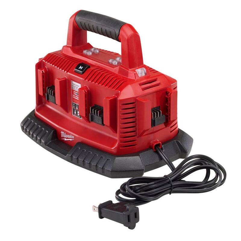 Cargador de batería secuencial de 6 puertos Milwaukee M18 de 18 voltios de iones de litio - 48-59-1806