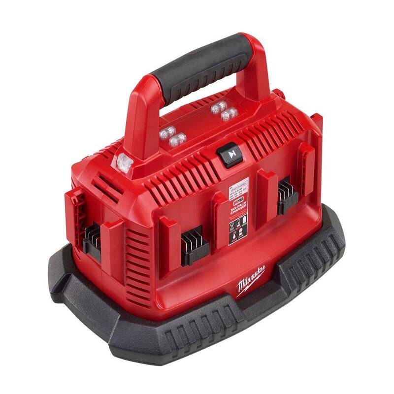Cargador de batería secuencial de 6 puertos Milwaukee M18 de 18 voltios de iones de litio - 48-59-1806