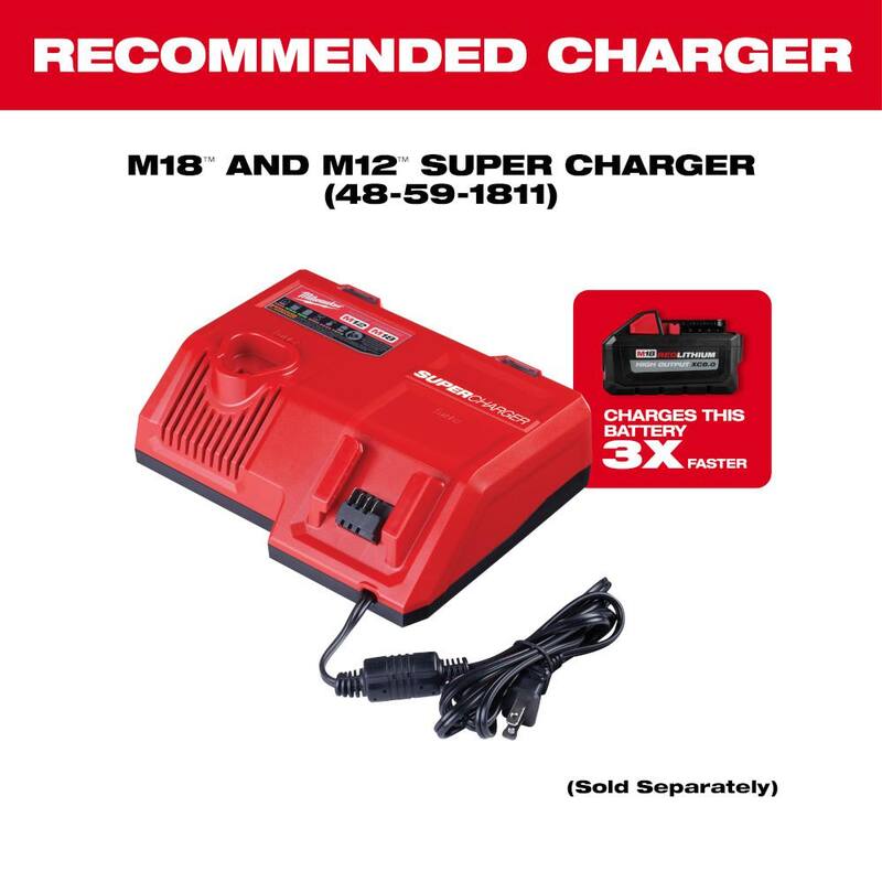 Batería Milwaukee M18 de 18 voltios de alta capacidad de salida de iones de litio de 8.0 Ah (paquete de 4) - 48-11-1880-4X