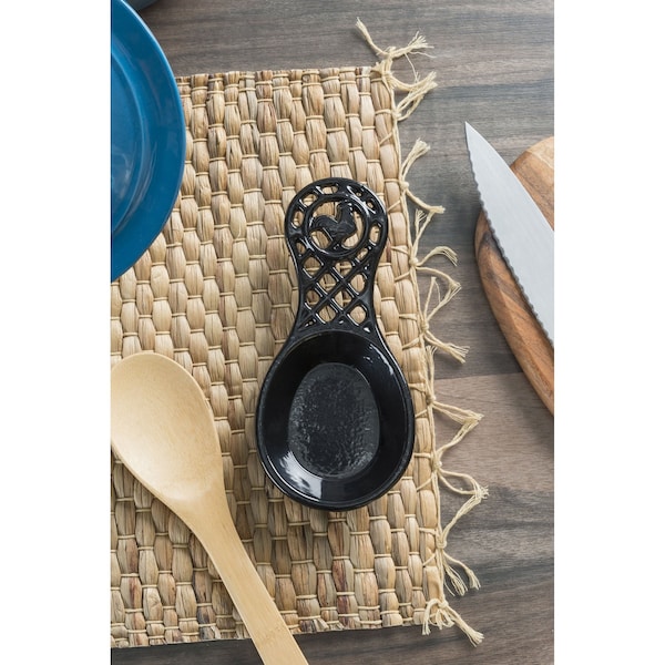 Hds Trading Cast Iron Rooster Spoon Rest, Black - ZOR96048