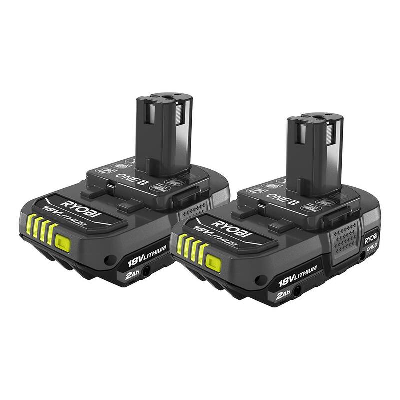 RYOBI ONE+ Batería compacta de iones de litio de 18V 2.0 Ah (paquete de 2) - PBP2006