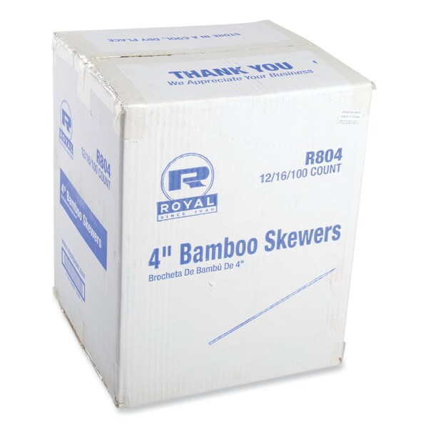 Amercareroyal Bamboo Skewers, 4 in., Natural, 19200PK - R804