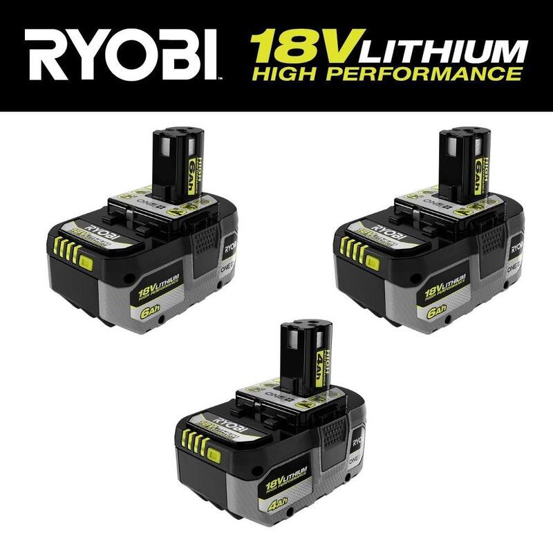RYOBI ONE+ HP 18V Batería de alto rendimiento de iones de litio de 6.0 Ah (paquete de 2) con batería de alto rendimiento de iones de litio de 18V 4.0 Ah ONE+ - PBP2007-PBP004