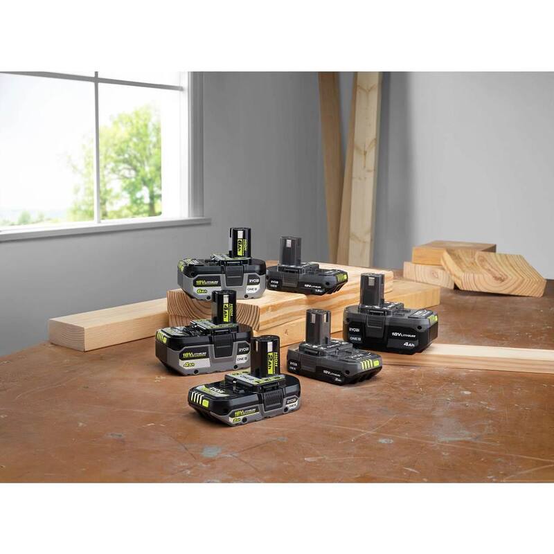 RYOBI ONE+ HP 18V Batería de alto rendimiento de iones de litio de 6.0 Ah (paquete de 2) con batería de alto rendimiento de iones de litio de 18V 4.0 Ah ONE+ - PBP2007-PBP004