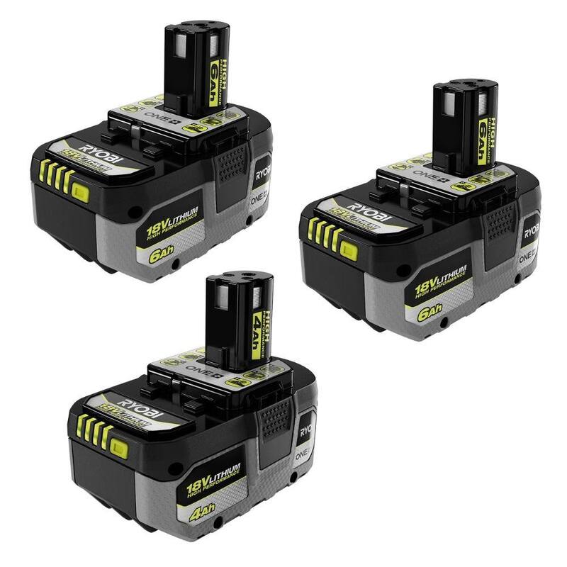 RYOBI ONE+ HP 18V Batería de alto rendimiento de iones de litio de 6.0 Ah (paquete de 2) con batería de alto rendimiento de iones de litio de 18V 4.0 Ah ONE+ - PBP2007-PBP004