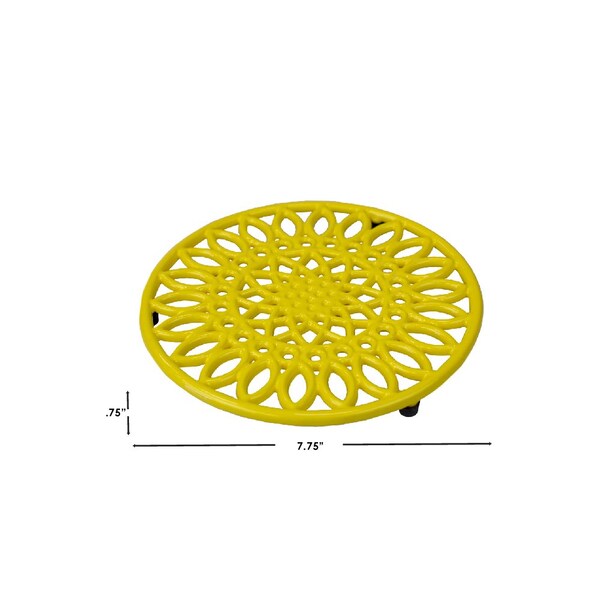 Hds Trading Sunflower Heavy Weight Cast Iron Trivet, Yellow - ZOR96057