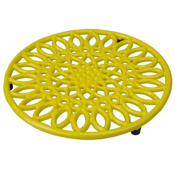 Hds Trading Sunflower Heavy Weight Cast Iron Trivet, Yellow - ZOR96057