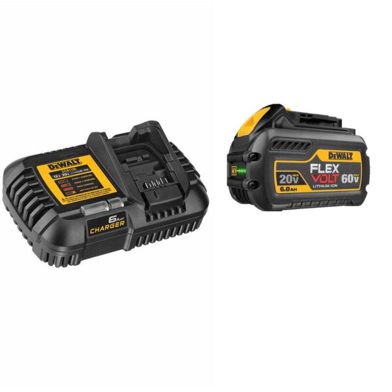 PAQUETE DE BATERÍA DE ION DE LITIO DE 6.0Ah DE DEWALT FLEXVOLT 20V/60V MAX CON CARGADOR DE SALIDA DE 6 AMP - DCB606C
