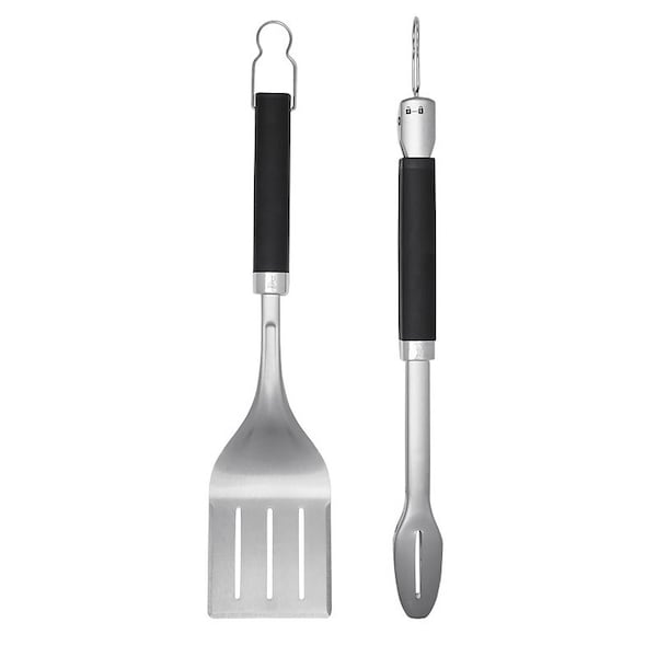 Weber Precision Series Grill Tongs and Spatula Set, Stainless Steel Blade, Stainless Steel, Rubber Handle - 6771