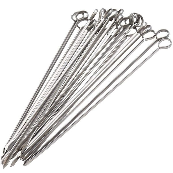 Blue Donuts 12 inch BBQ Skewers Set of 24, Stainless Steel, Barbeque Accessories - BD3688926