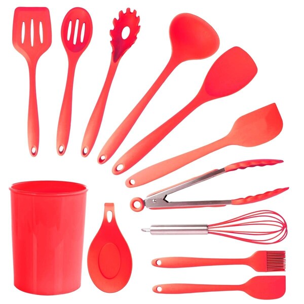 Megachef Red Silicone Cooking Utensils - Set of 12 - MGSP-811