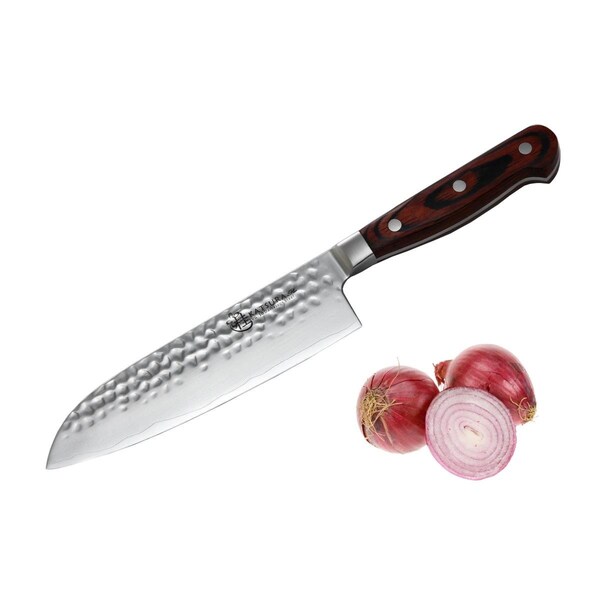 Katsura Cutlery 7 in. Japanese VG-10 67 Layers Hammered Damascus Steel Santoku - KHD6P
