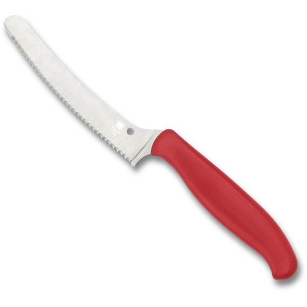 Spyderco 2024 Spyderco Z-Cut Kitchen Knife, Lightweight Red, Serrated Blunt Tip - SPY-K13SRD