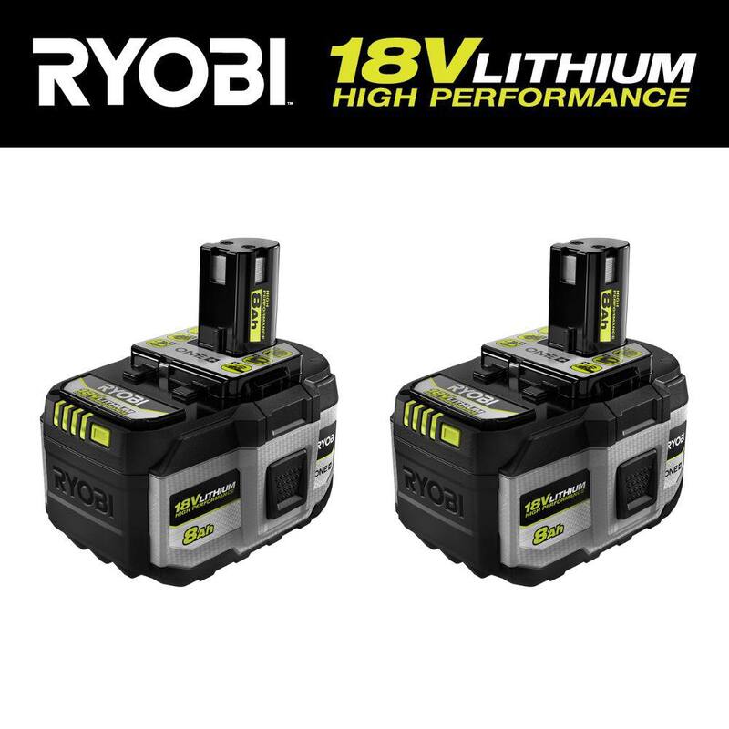 RYOBI ONE+ 18V 8.0 Ah Batería de alto rendimiento de iones de litio (2 paquetes) - PBP2008