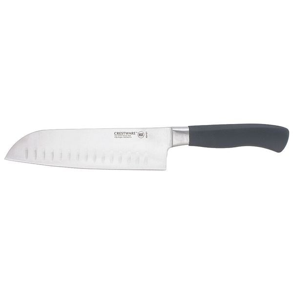 Crestware Santoku Knife, Straight, 7 in. L, Black - KN161