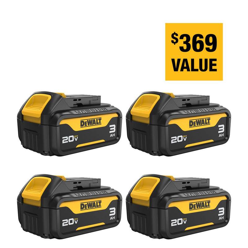 Paquete de batería premium de iones de litio DEWALT 20 voltios 3.0 Ah MAX (paquete de 4) - DCB200-4