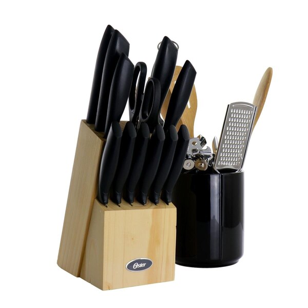 Gibson Westminster Carbon Stainless Steel Cutlery Set with Kitchen Tools, Black - 23 Piece - 93042.23