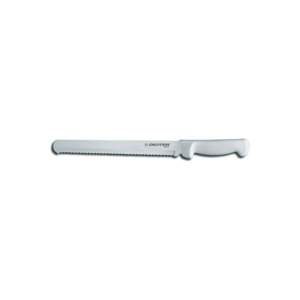 Dexter Russell Dexter Russell - Scalloped Slicer, High Carbon Steel, Stamped, White Handle, 10inL - 31604