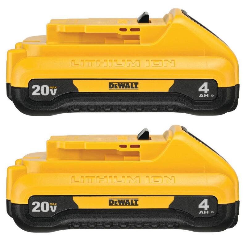 Paquete de batería de iones de litio compacto DEWALT 20V MAX de 4.0Ah (2 paquetes) - DCB240-2