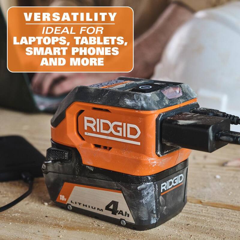 Kit inversor de energía sin cable de 18V RIDGID con batería de iones de litio de 2.0 Ah y cargador - AC86097KSB