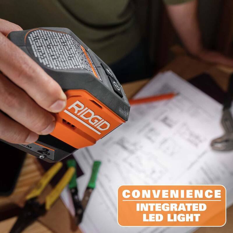 Kit inversor de energía sin cable de 18V RIDGID con batería de iones de litio de 2.0 Ah y cargador - AC86097KSB