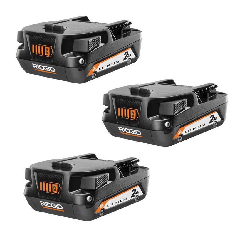Batería de iones de litio compacta RIDGID de 18V 2.0 Ah (paquete de 3) - AC8400802PK3
