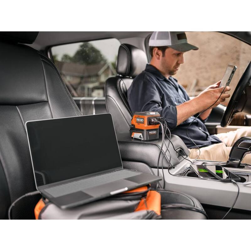 Kit de baterías RIDGID 18V (2) 4.0 Ah y cargador con inversor de corriente de 175 Watts de 18V - AC93044SBN-AC86097