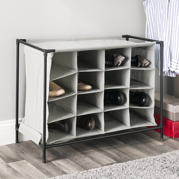 Home Basics Home Basics 16 Pair Non-Woven Shoe Rack, Grey - ZOR96142