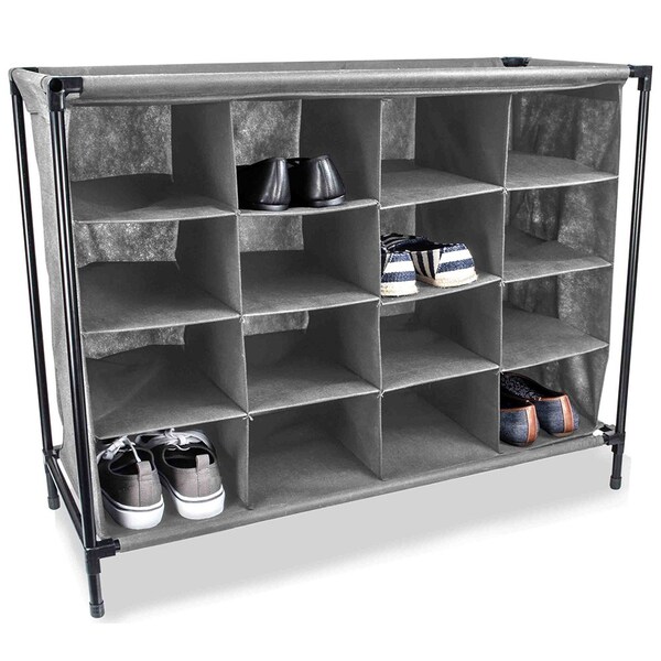 Home Basics Home Basics 16 Pair Non-Woven Shoe Rack, Grey - ZOR96142