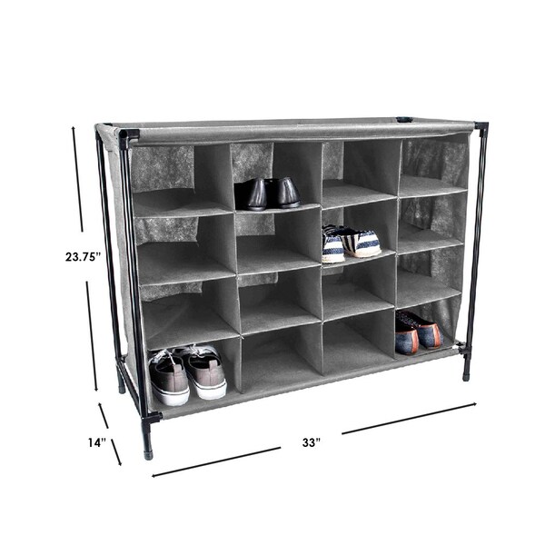 Home Basics Home Basics 16 Pair Non-Woven Shoe Rack, Grey - ZOR96142