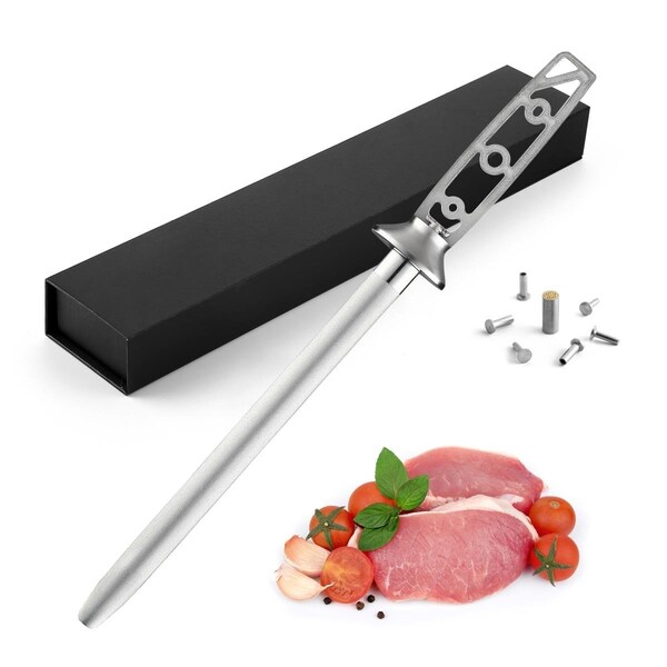 Katsura Cutlery 10 in. Diamond Sharpening Steel Rod Blanks Oval Shape Knife - CKHSDIAFLAT10