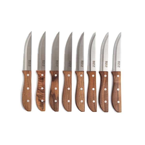 Bklyn Steel Co. 8pc Jumbo Steak Knives Walnut - 14283