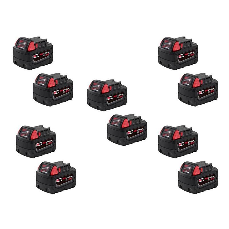Milwaukee M18 18V Batería de Litio-Ion XC de Capacidad Extendida 5.0Ah (Paquete de 10) - 48-11-1852-10X