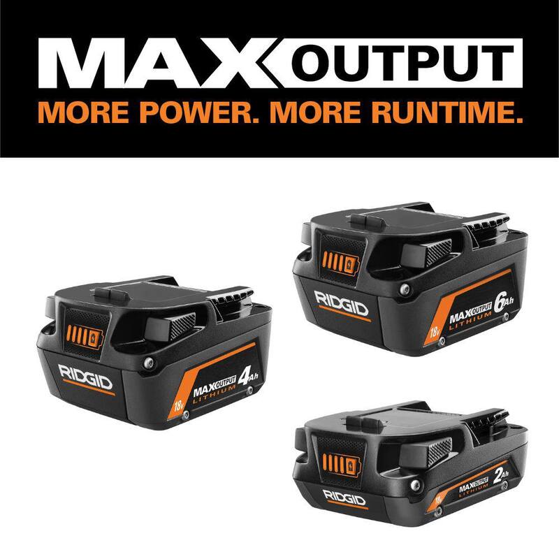 Batería RIDGID de iones de litio de 18V MAX Output 6.0 Ah, MAX Output 4.0 Ah y MAX Output 2.0 Ah - AC84002460SB