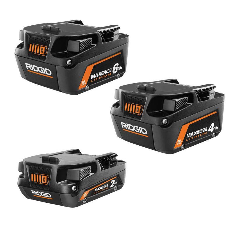 Batería RIDGID de iones de litio de 18V MAX Output 6.0 Ah, MAX Output 4.0 Ah y MAX Output 2.0 Ah - AC84002460SB