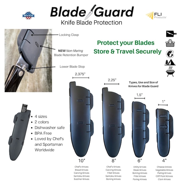 Blade Guard Knife Blade Protective Edge Guard Case for Cutlery 10in Grey - 2426