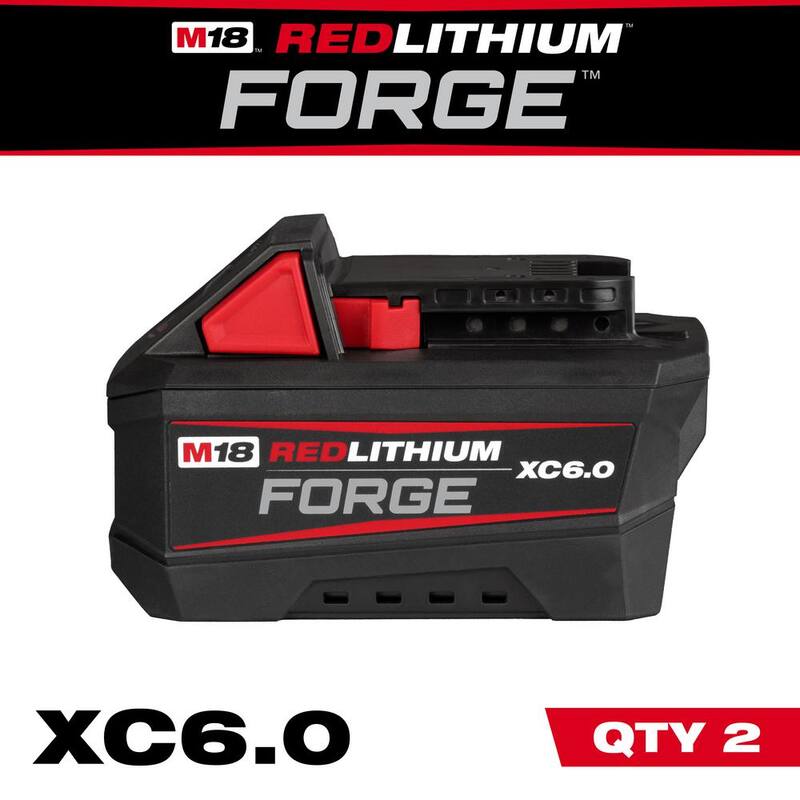 Milwaukee M18 18V Batería de litio REDLITHIUM FORGE de 6.0 Ah (paquete de 2) - 48-11-1861-48-11-1861