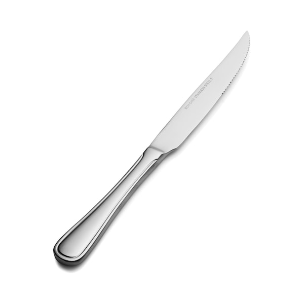 Bon Chef Tuscany, Steak Knife, Euro, Solid Handle, Mirror Finish, 13/0, 9.70" , set of 12 - S315