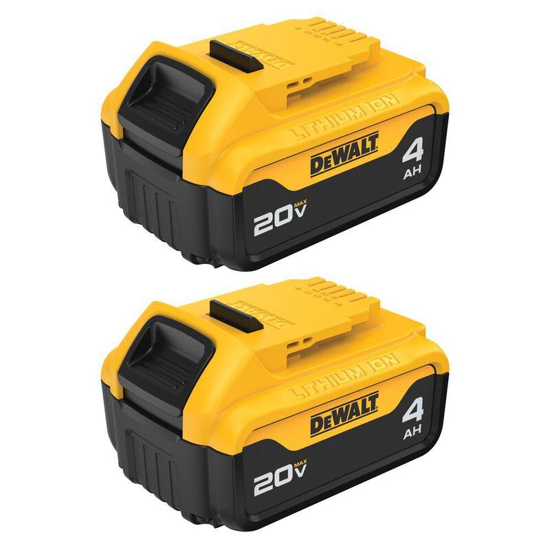 Batería compacta de iones de litio DEWALT 20V MAX 2.0Ah (paquete de 2) y Batería de iones de litio DEWALT 20V MAX 4.0Ah (paquete de 2) - DCB324-4