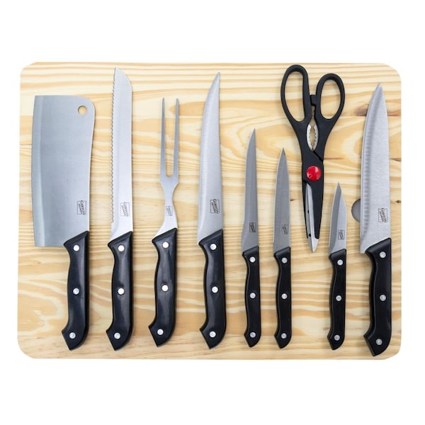 Gibson Home Wildcraft Cutlery Set with Wooden Cutting Board - 10 Piece - 127515.1