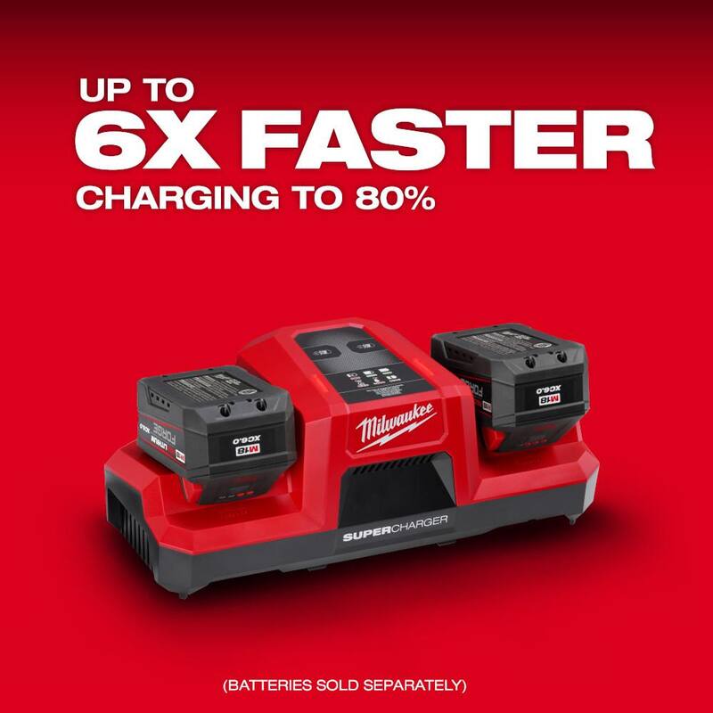 Milwaukee M18 18V Cargador Súper Dual de Bahía Simultáneo con (2) Baterías M18 REDLITHIUM FORGE HD 12.0 Ah - 48-59-1815-48-11-1813-x2