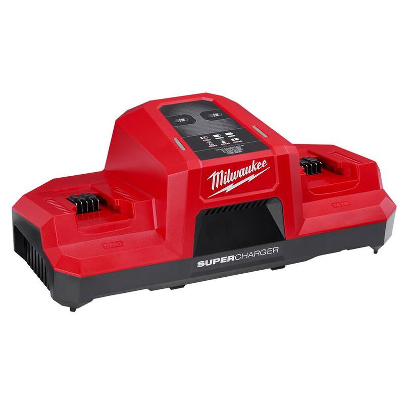 Milwaukee M18 18V Cargador Súper Dual de Bahía Simultáneo con (2) Baterías M18 REDLITHIUM FORGE HD 12.0 Ah - 48-59-1815-48-11-1813-x2
