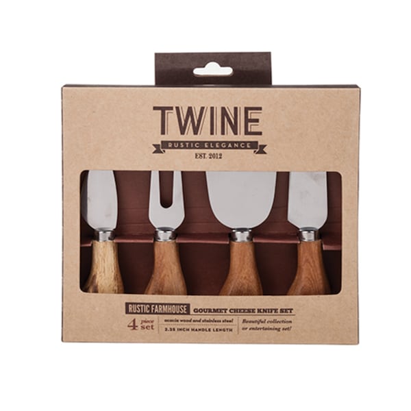 Twine TWINE Rustic Farmhouse Natural Stainless Steel/Wood Cheese Knives - 3367